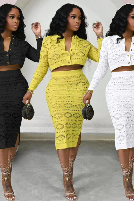 New Crochet Knitted Dress Two Piece Skirt Sets