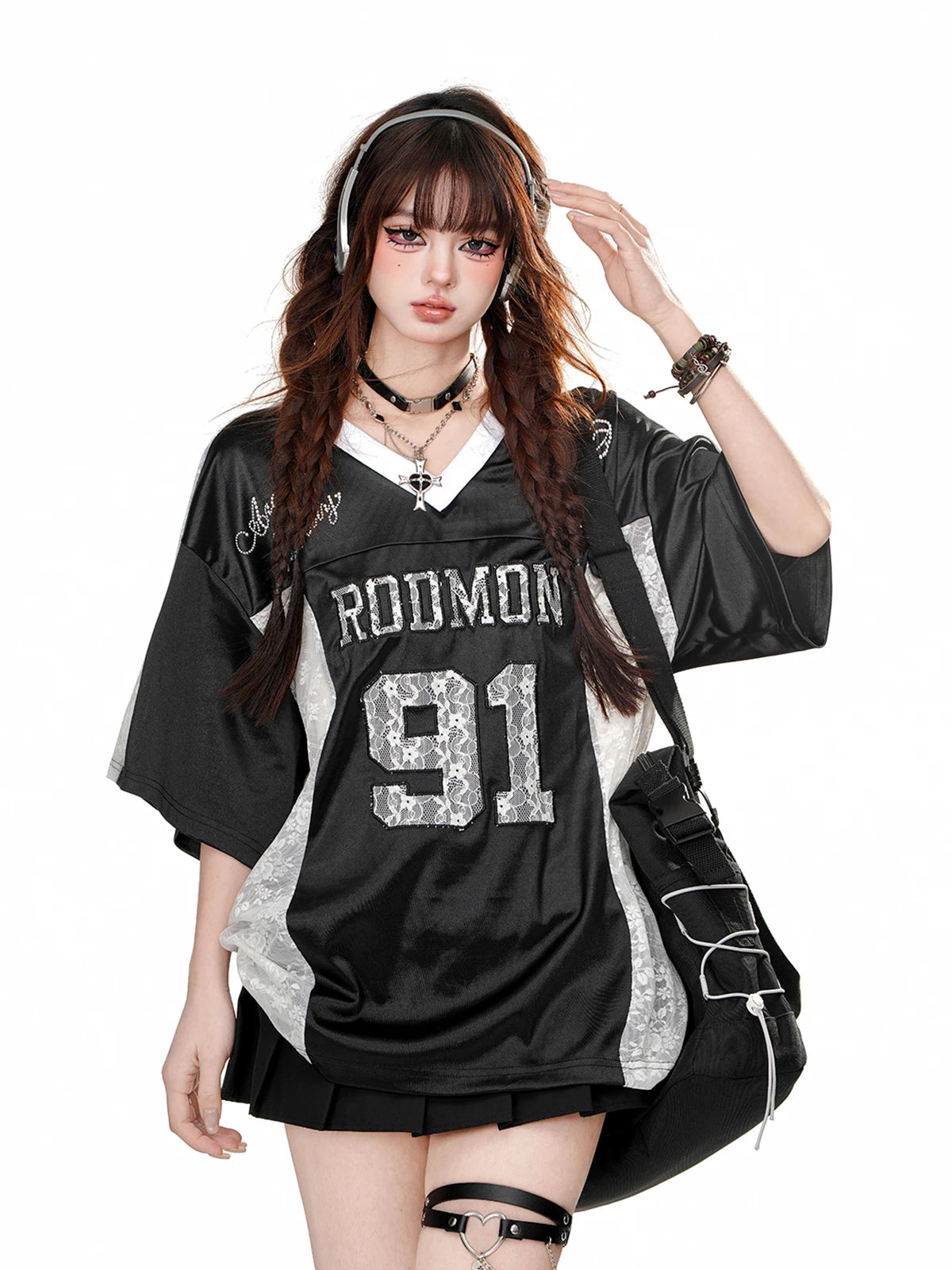Kawaii Satin Sport Top black Shoptery
