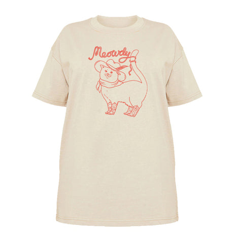 Aesthetic Cowboy Cat Graphic T-shirt Khaki Shoptery
