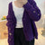 Purple V-Neck Knitted Cardigan