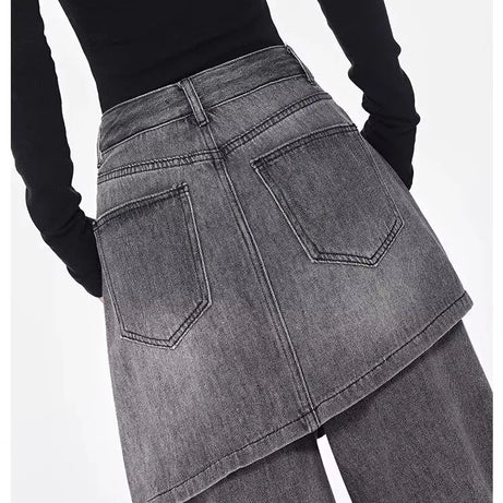 Grunge Skirted Flare Jeans Shoptery