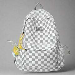 Mint Checkered Edgy Street Backpack White lady travelbag 30X14X42cm Shoptery