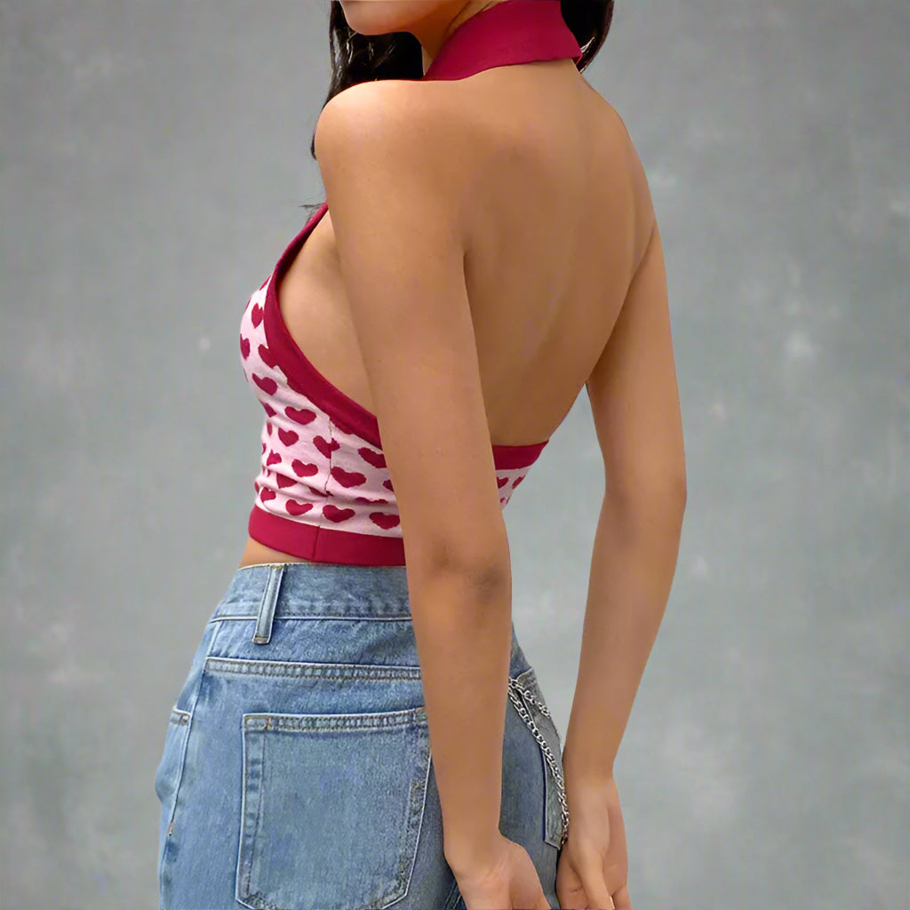 Lovecore Charm Collared Cute Crop Top Shoptery