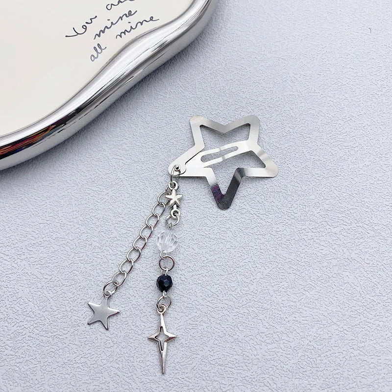 Decora Star Hair Clip Set with Chain Tassel & Bead Charms 4 Shoptery