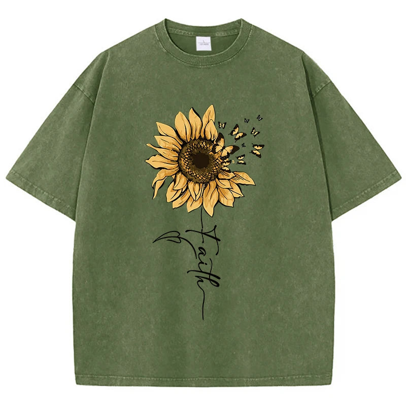 Golden Glow Nature Aesthetic T-Shirt Dark Green Shoptery