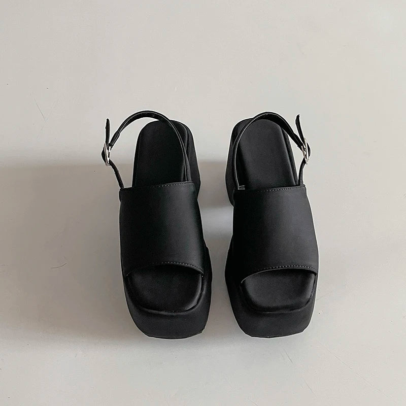 Wild Prowl Leopard Chunky Aesthetic Sandals black Shoptery