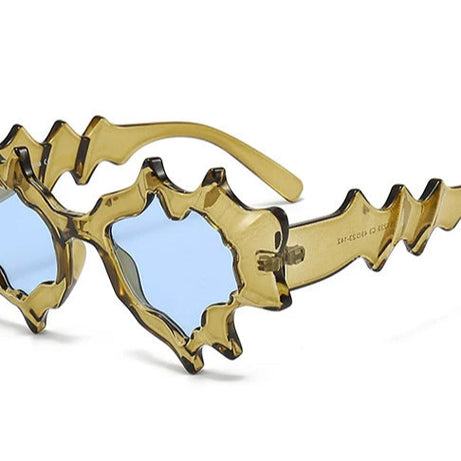 Y2k Molten Edge Flame Sunglasses clear brown-blue without case Shoptery