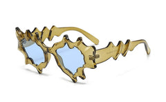 Y2k Molten Edge Flame Sunglasses clear brown-blue without case Shoptery