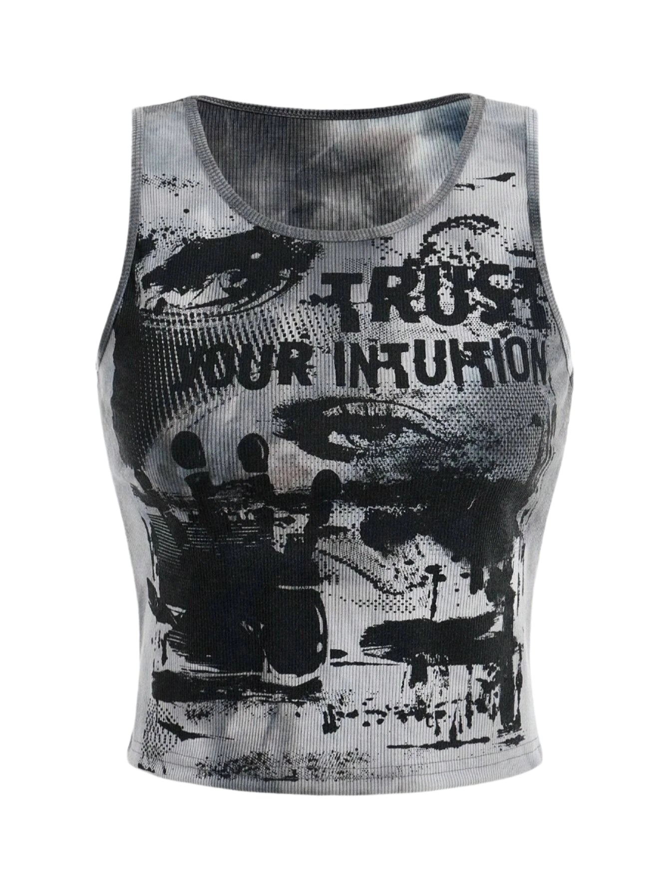 Trust Your Intuition Alt Crop Top Dark Grey Shoptery