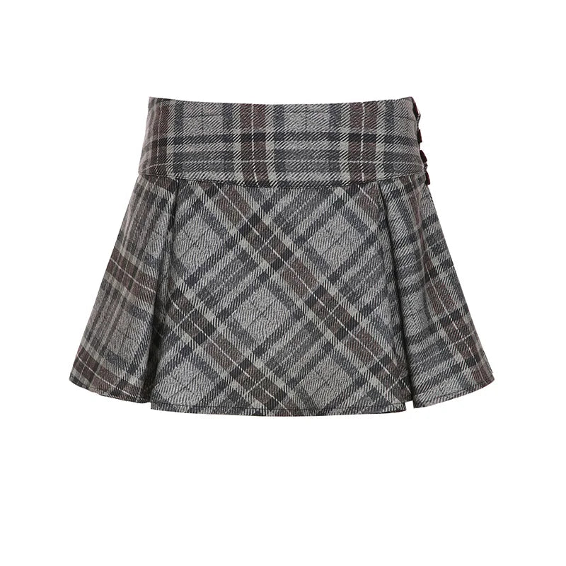 Y2k Rebel Plaid Skirt Brown Shoptery