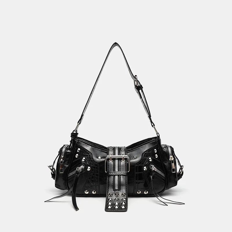 Riot Buckle Studded Shoulder Bag Shoptery
