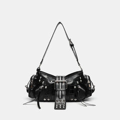 Riot Buckle Studded Shoulder Bag Shoptery