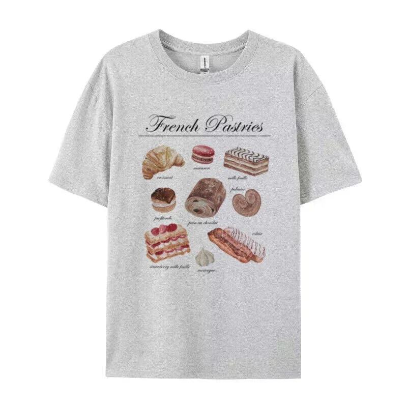 Parisian Bakery Aesthetic T-Shirt GRAY Shoptery