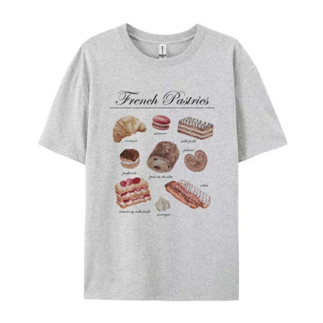 Parisian Bakery Aesthetic T-Shirt GRAY Shoptery