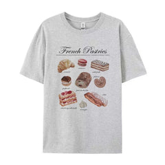 Parisian Bakery Aesthetic T-Shirt GRAY Shoptery