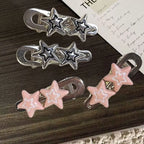 Decora Triple Star Hair Clip Barrette Set Pink Silver Shoptery