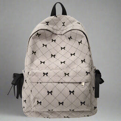 Ribbon Grid Coquette Backpack Gray Shoptery