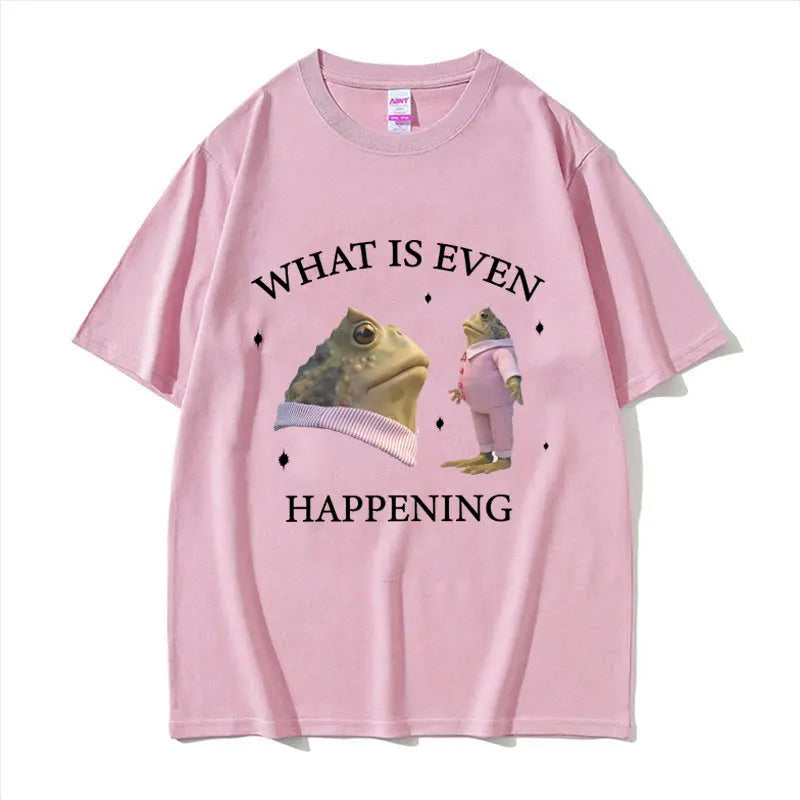 Surreal Frog Meme Aesthetic T-Shirt Pink Shoptery