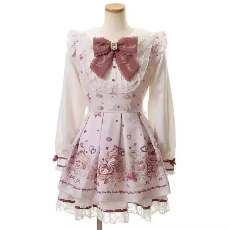 Jirai Kei Gothic Cross Lace Ruffle Blouse & Shorts Set 3708 Pink Shoptery