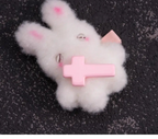 Jirai Kei White Bunny Cross Plush Hair Clip Shoptery