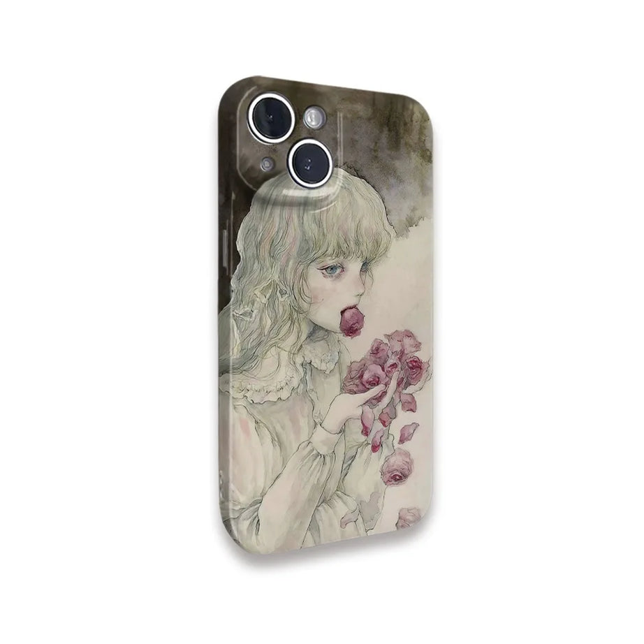 Rose-Eating Girl iPhone Case 3 Shoptery