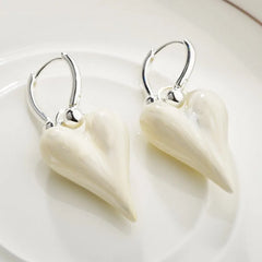Melted Heart Drop Coquette Earrings White Shoptery