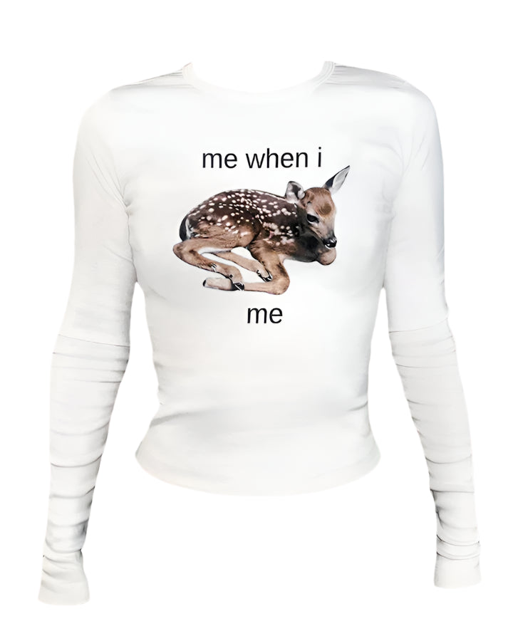 Aesthetic Me When I Me Meme Long Sleeve Top WHITE Shoptery