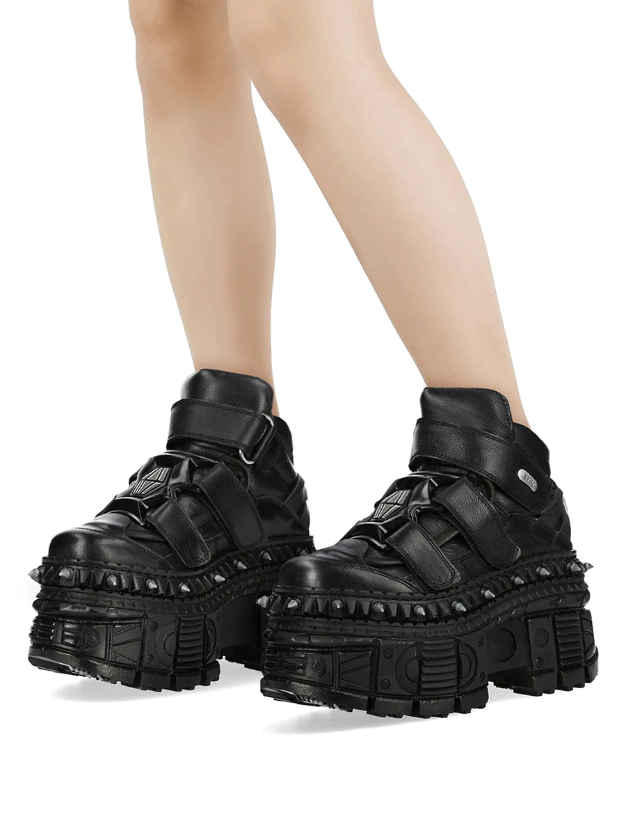 Visual Kei Black Leather Studded Extreme Platform Boots Shoptery