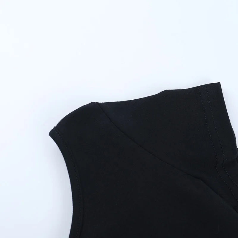 Visual Kei Slashed Fishbone Ring & Safety Pin Cutout Black Tee Shoptery