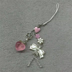Fairy Kei White Lace Heart & Flower Bead Phone Strap Charm Shoptery