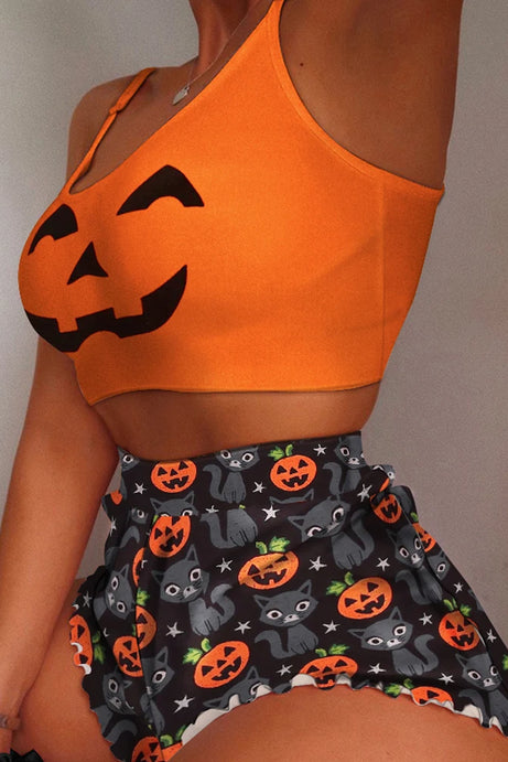 Women's Autumn New Two Piece Halloween Pajama Set