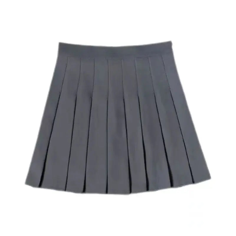 Jirai Kei Cable Knit Sweater White Shirt Pleated Skirt Set with Tie Only Skirts Shoptery