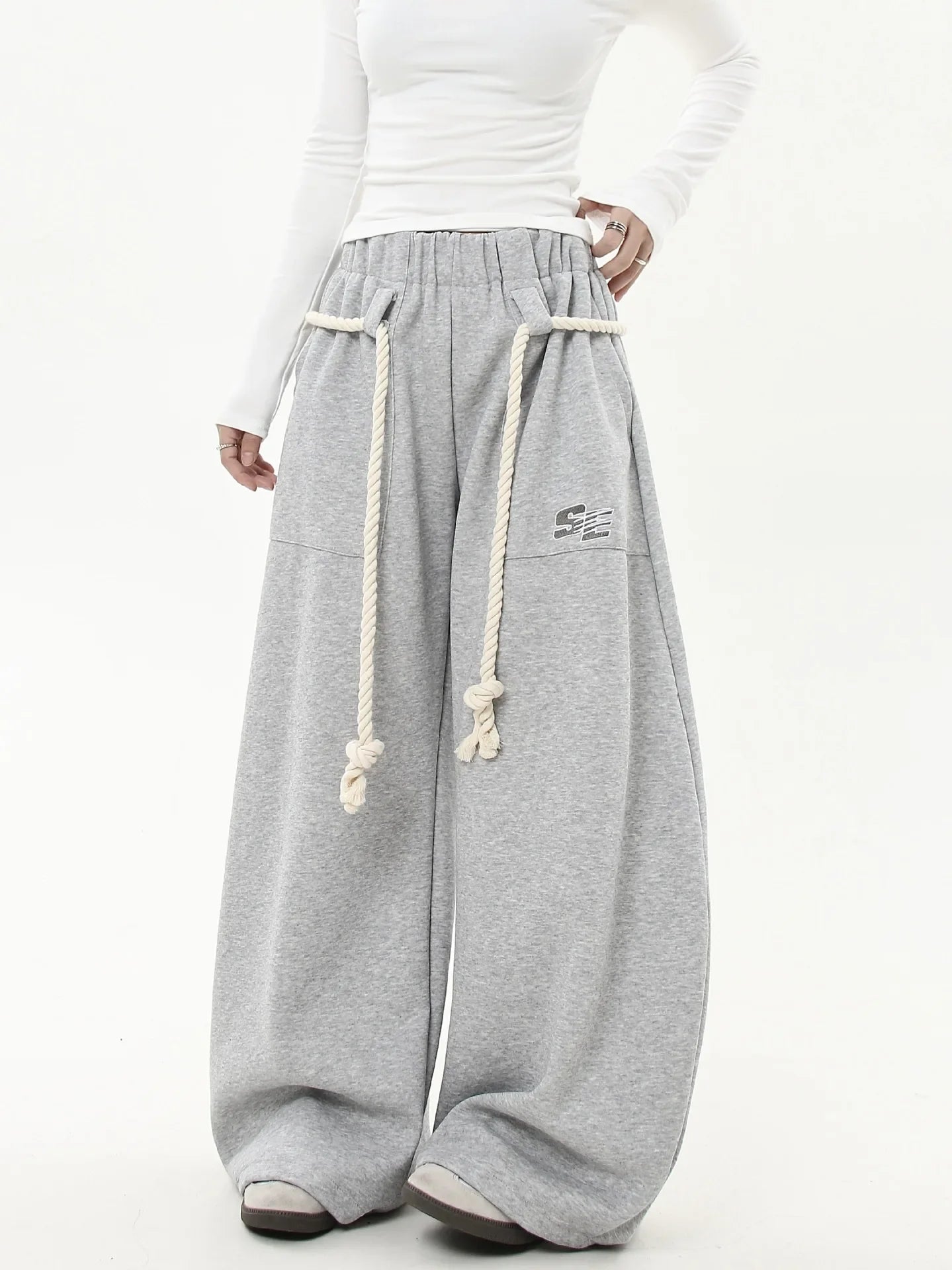 Retro Drawstring Wide Leg Lounge Pants Shoptery