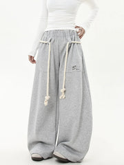 Retro Drawstring Wide Leg Lounge Pants Shoptery