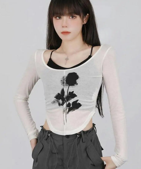 Black Rose Sheer Layered Top