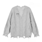 Shadow Shred Edgy Zip-Up Sweater grey cardigan CHINA Shoptery