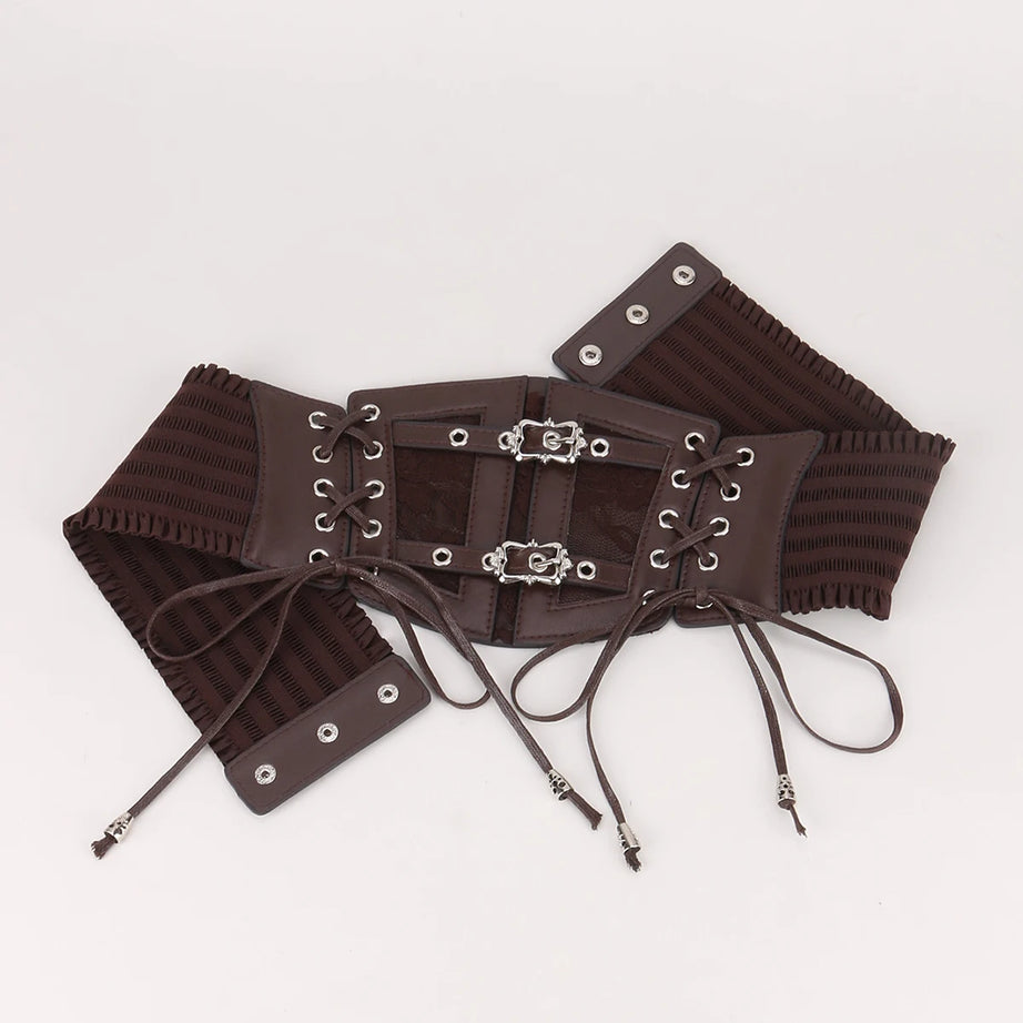 Gothic Lock & Lace Corset Goth Belt brown Shoptery