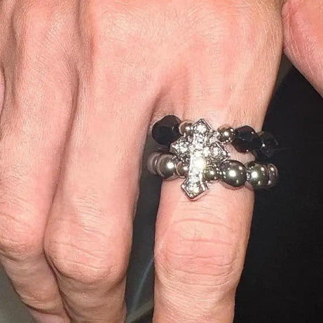 Grunge Faith Beaded Ring Shoptery