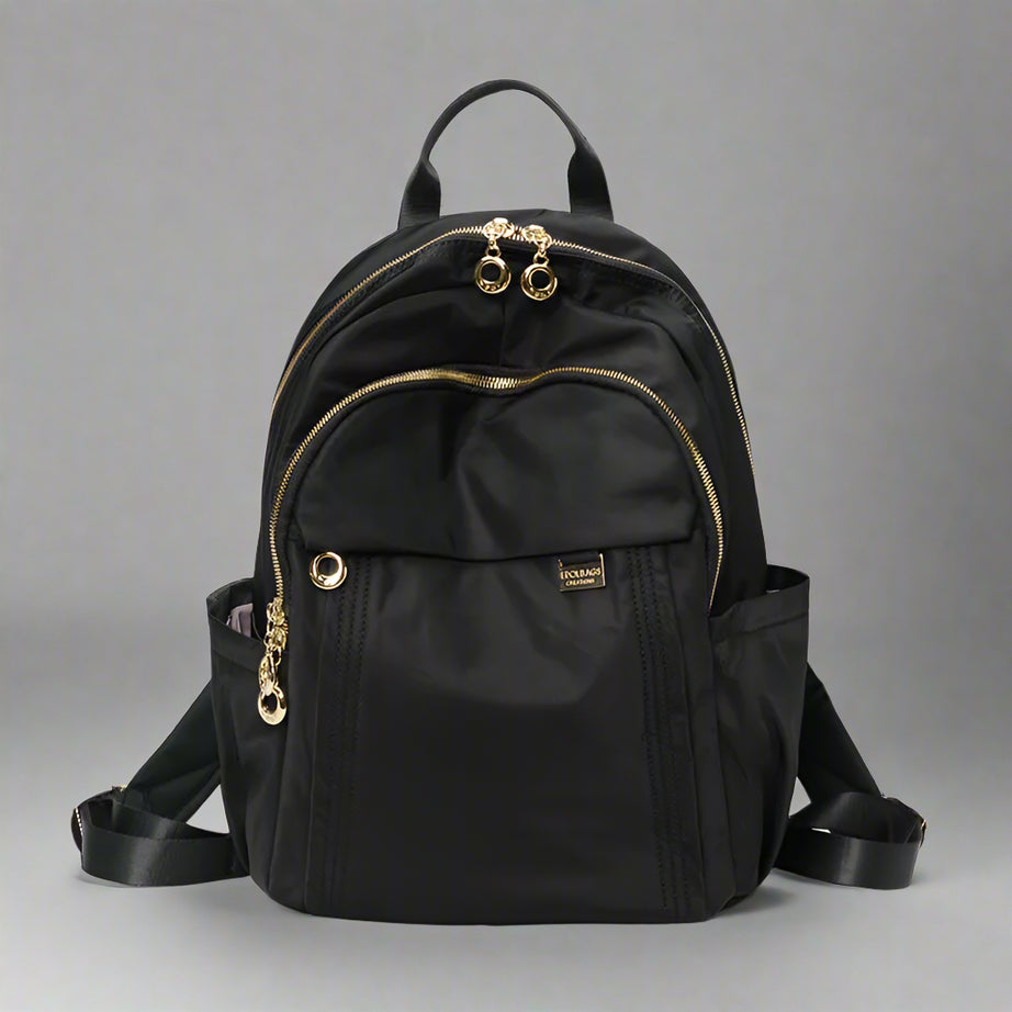 Emerald Luxe Zip Aesthetic Backpack Black Shoptery