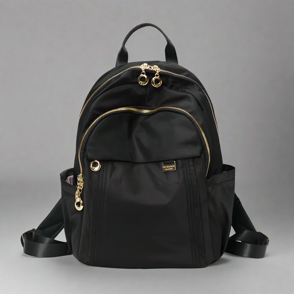 Emerald Luxe Zip Aesthetic Backpack Black Shoptery