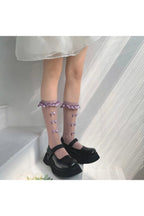 Coquette Sheer Mesh Bowknot Socks purple Shoptery