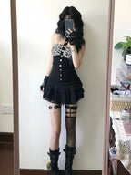 Gyaru Leopard Faux Fur Halter Mini Dress with Lace Ruffle Hem Shoptery