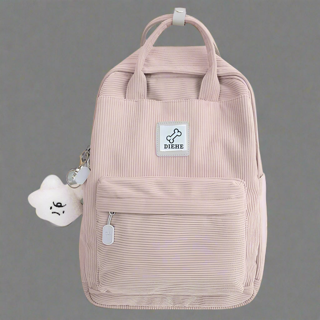 Backpack – Teddy Corduroy for Versatile Style pink Shoptery
