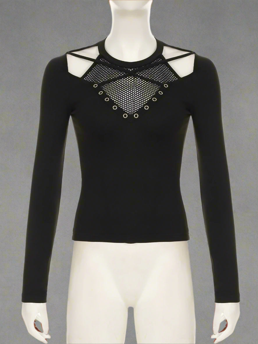 Cyber Web Grommet Aesthetic Top Shoptery