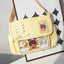 Jirai Kei Black Lace-Up Ita Messenger Bag with Clear Window Yellow Only Bag 35x28x7cm Shoptery