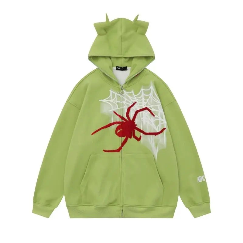 Alt Edgy Devil Spider Zip Hoodie 2 Shoptery