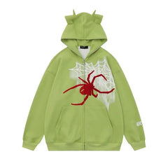 Alt Edgy Devil Spider Zip Hoodie 2 Shoptery