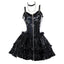 Visual Kei Holographic PVC Corset Ruffle Mini Dress Set black Shoptery