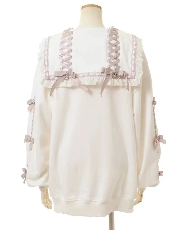 Jirai Kei Black Sailor Collar Heart Button Bow Ribbon Knit Cardigan Shoptery