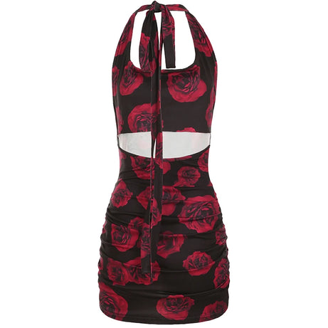 Midnight Rose Open Back Coquette Dress Shoptery